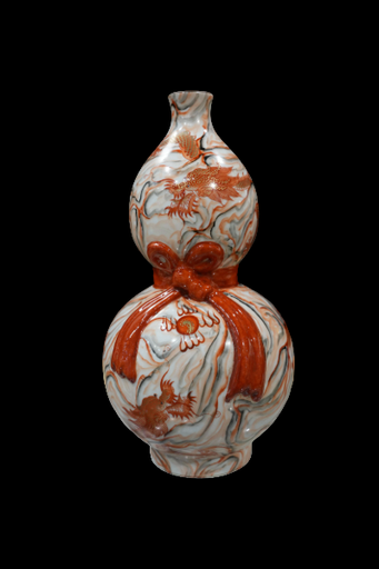 F000342 矾紅描金龍紋葫蘆瓶