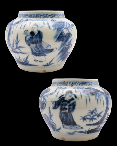 F000371 青花人物小罐