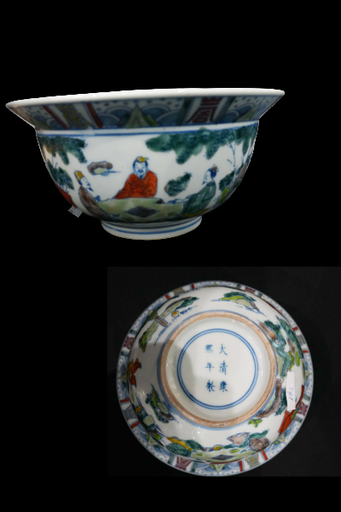 F000418 五彩八卦大碗(清)